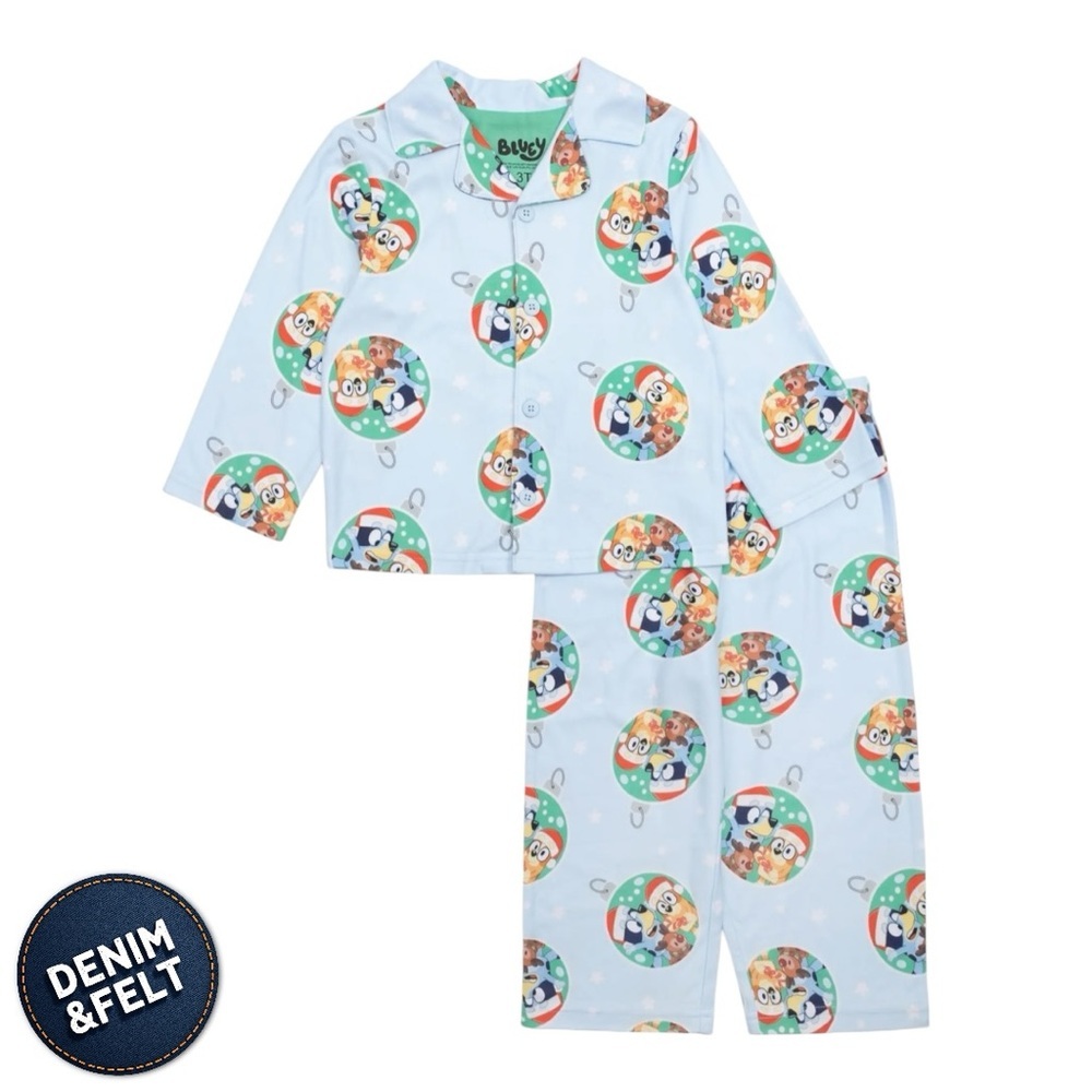 NEW Bluey Christmas Pajamas Set Toddler 2T Blue‎ Holiday Coat Set